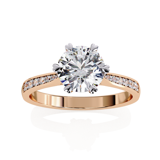 Classic Brilliant Round Cut Solitaire Ring with Hidden Halo, 1.29 CT Round Cut Lab Diamond Ring