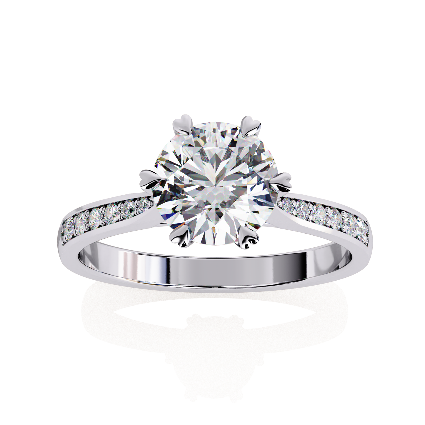 Classic Brilliant Round Cut Solitaire Ring with Hidden Halo, 1.29 CT Round Cut Lab Diamond Ring