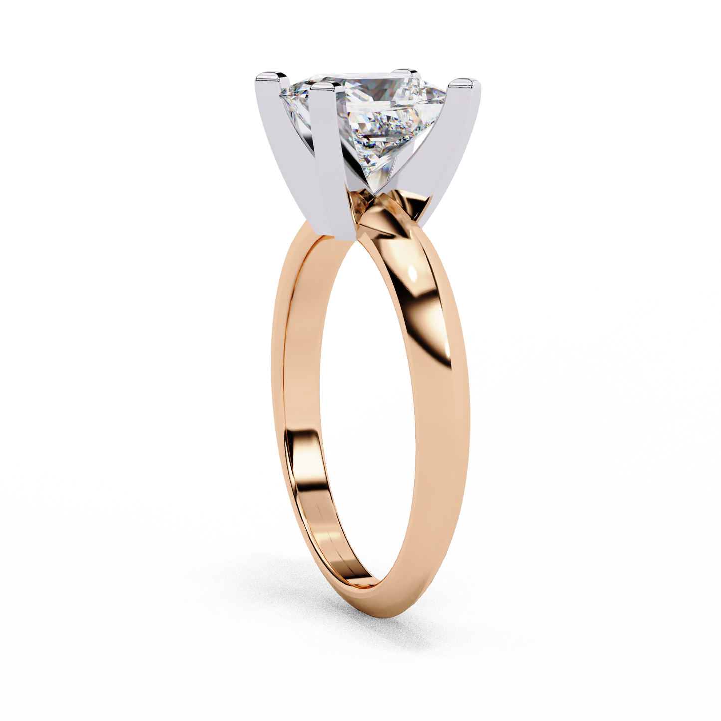 Princess Cut Lab-Grown Diamond Solitaire Ring in Rose Gold, 1.72 CT Princess Cut Lab Diamond