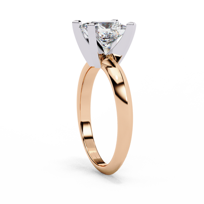 Princess Cut Lab-Grown Diamond Solitaire Ring in Rose Gold, 1.72 CT Princess Cut Lab Diamond