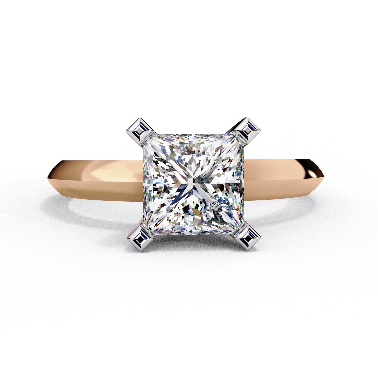 Princess Cut Lab-Grown Diamond Solitaire Ring in Rose Gold, 1.72 CT Princess Cut Lab Diamond