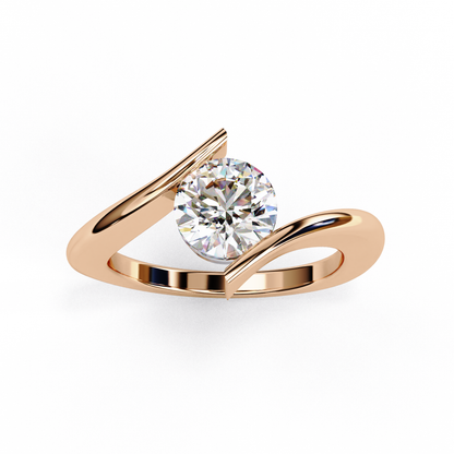 Artistic Twist Solitaire Lab Diamond Engagement Ring, 1.29 CT Round Cut Diamond