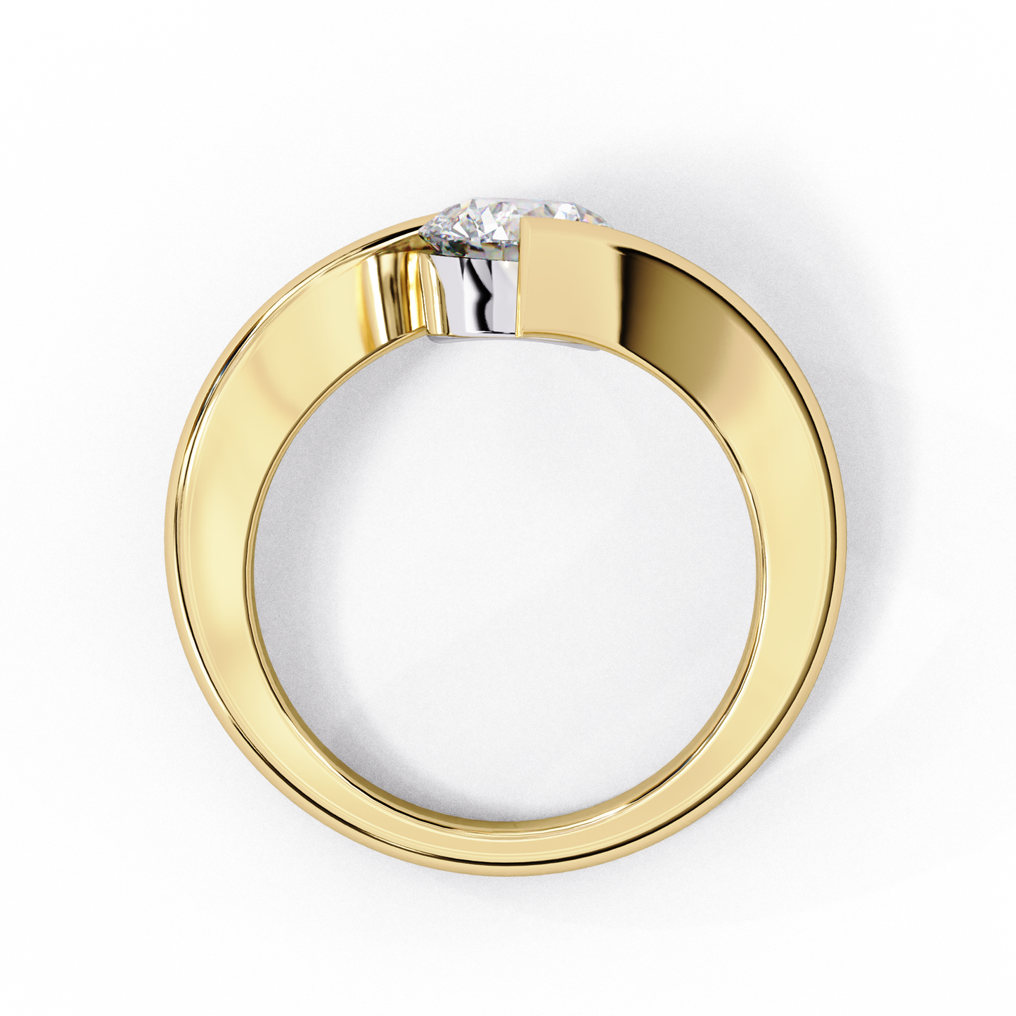 Artistic Twist Solitaire Lab Diamond Engagement Ring, 1.29 CT Round Cut Diamond
