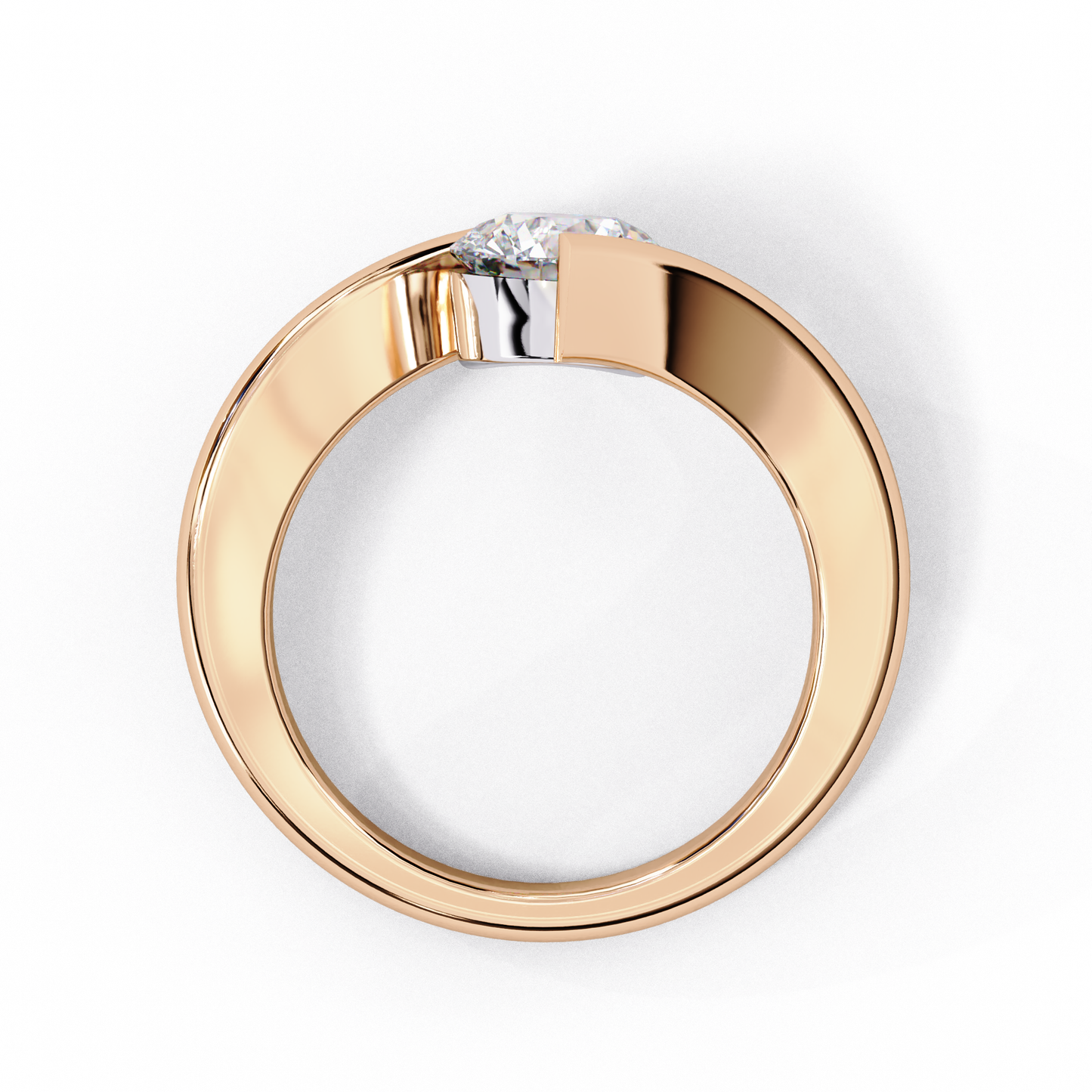 Artistic Twist Solitaire Lab Diamond Engagement Ring, 1.29 CT Round Cut Diamond