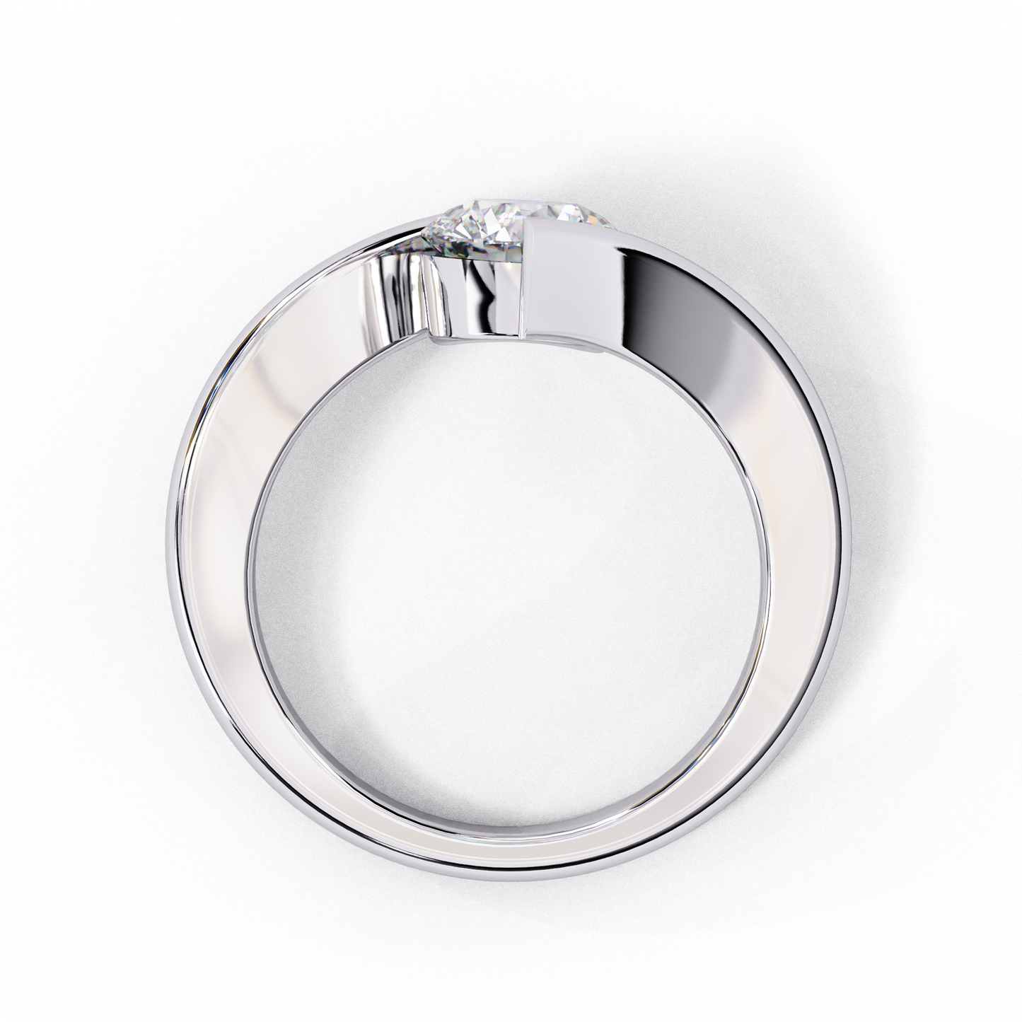Artistic Twist Solitaire Lab Diamond Engagement Ring, 1.29 CT Round Cut Diamond