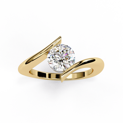 Artistic Twist Solitaire Lab Diamond Engagement Ring, 1.29 CT Round Cut Diamond