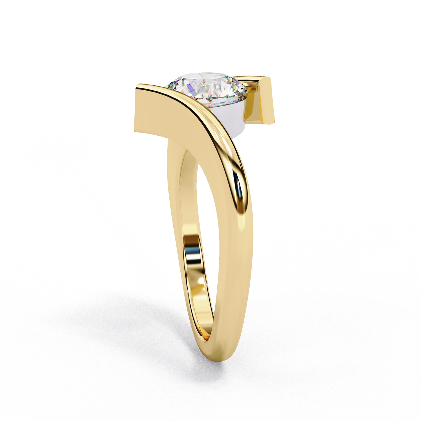 Artistic Twist Solitaire Lab Diamond Engagement Ring, 1.29 CT Round Cut Diamond