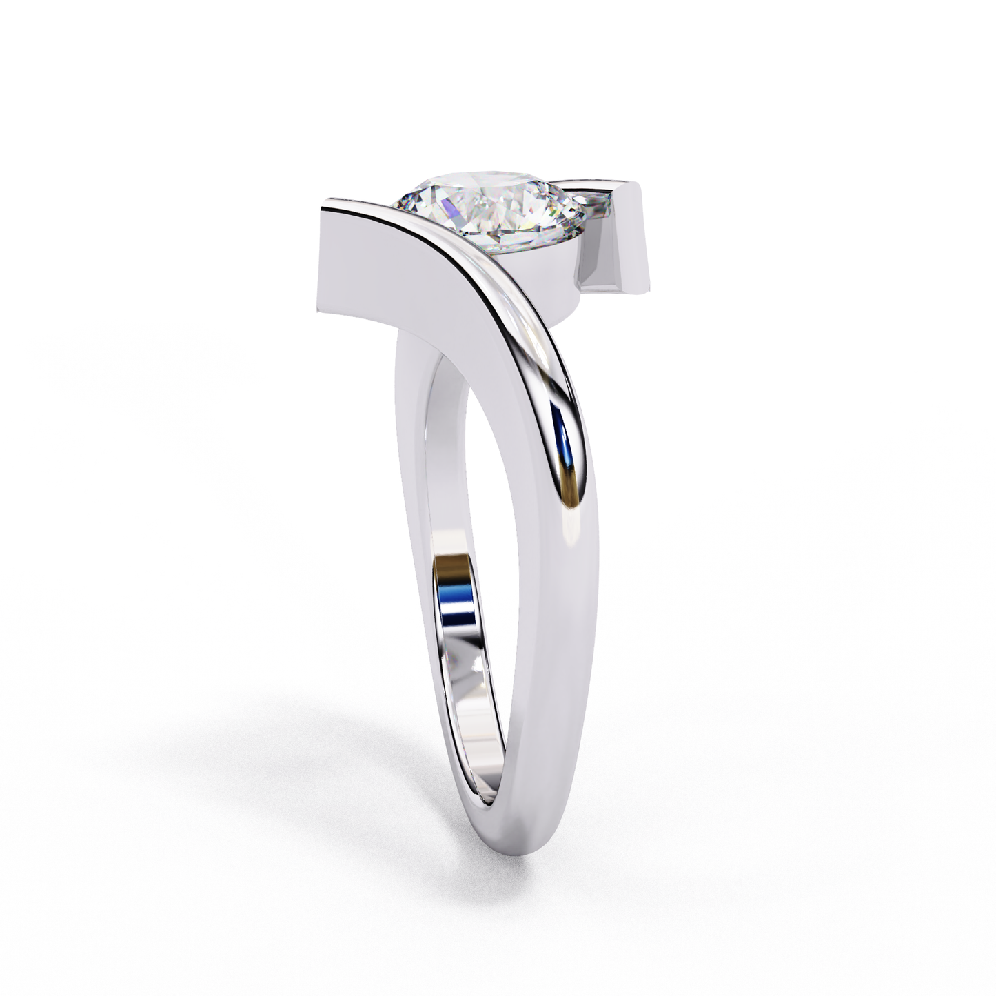 Artistic Twist Solitaire Lab Diamond Engagement Ring, 1.29 CT Round Cut Diamond