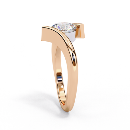 Artistic Twist Solitaire Lab Diamond Engagement Ring, 1.29 CT Round Cut Diamond