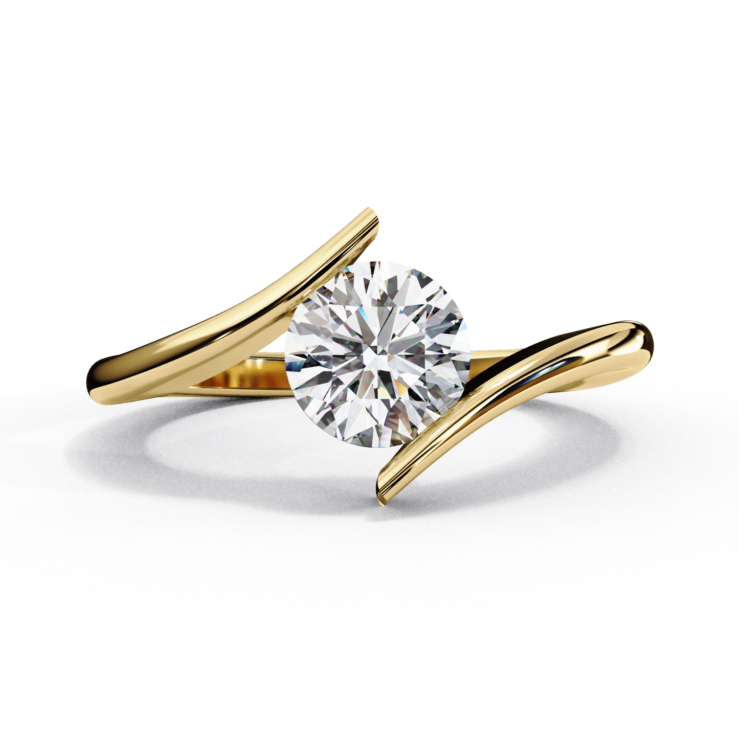 Artistic Twist Solitaire Lab Diamond Engagement Ring, 1.29 CT Round Cut Diamond