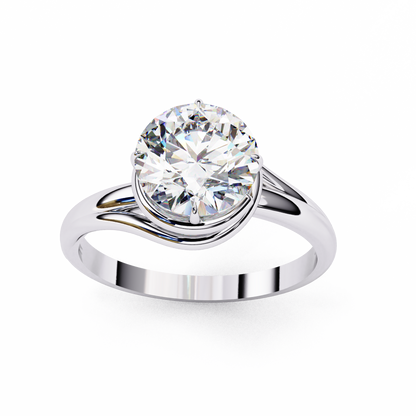 Modern Bezel Solitaire Ring with Round Lab Diamond in Rose Gold