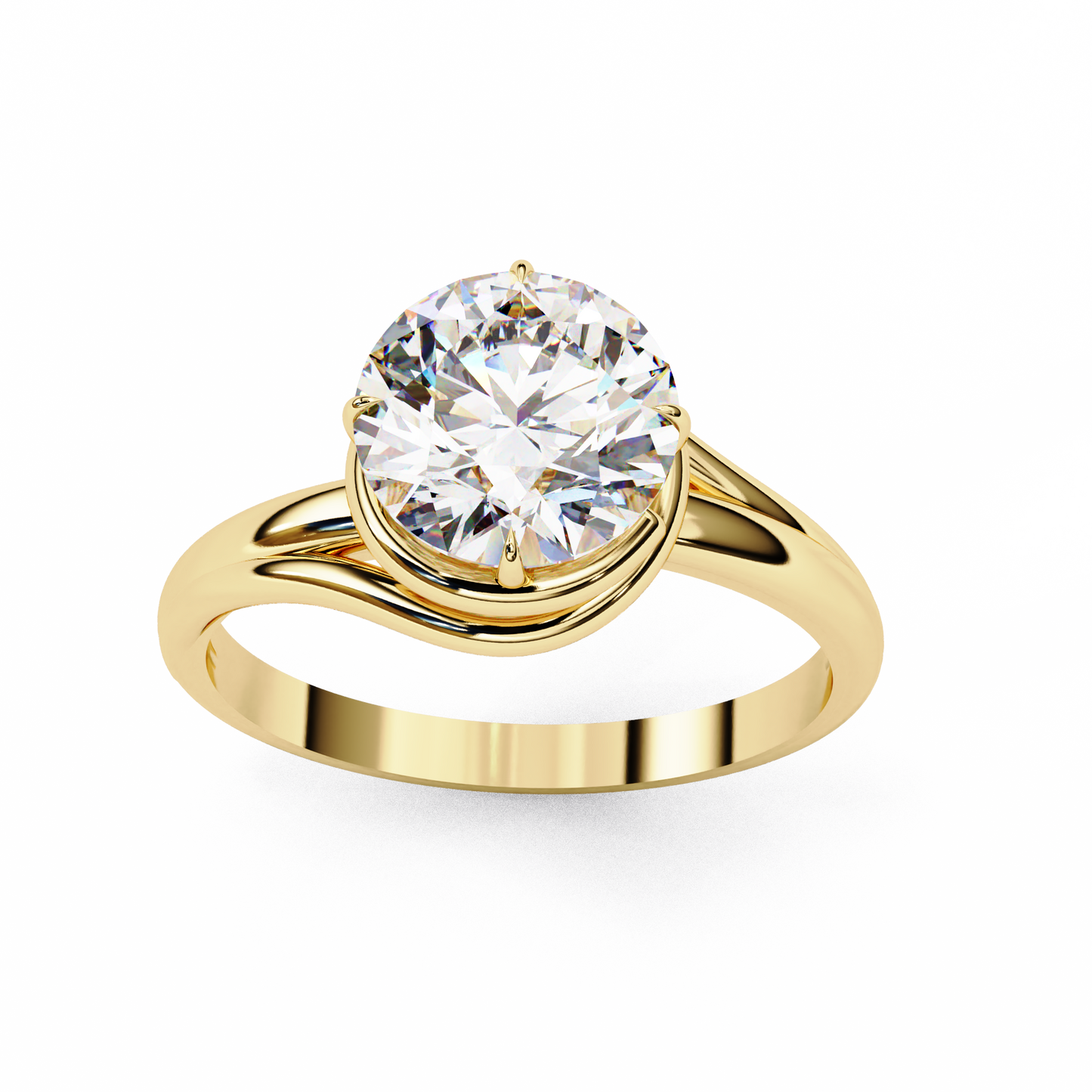 Modern Bezel Solitaire Ring with Round Lab Diamond in Rose Gold