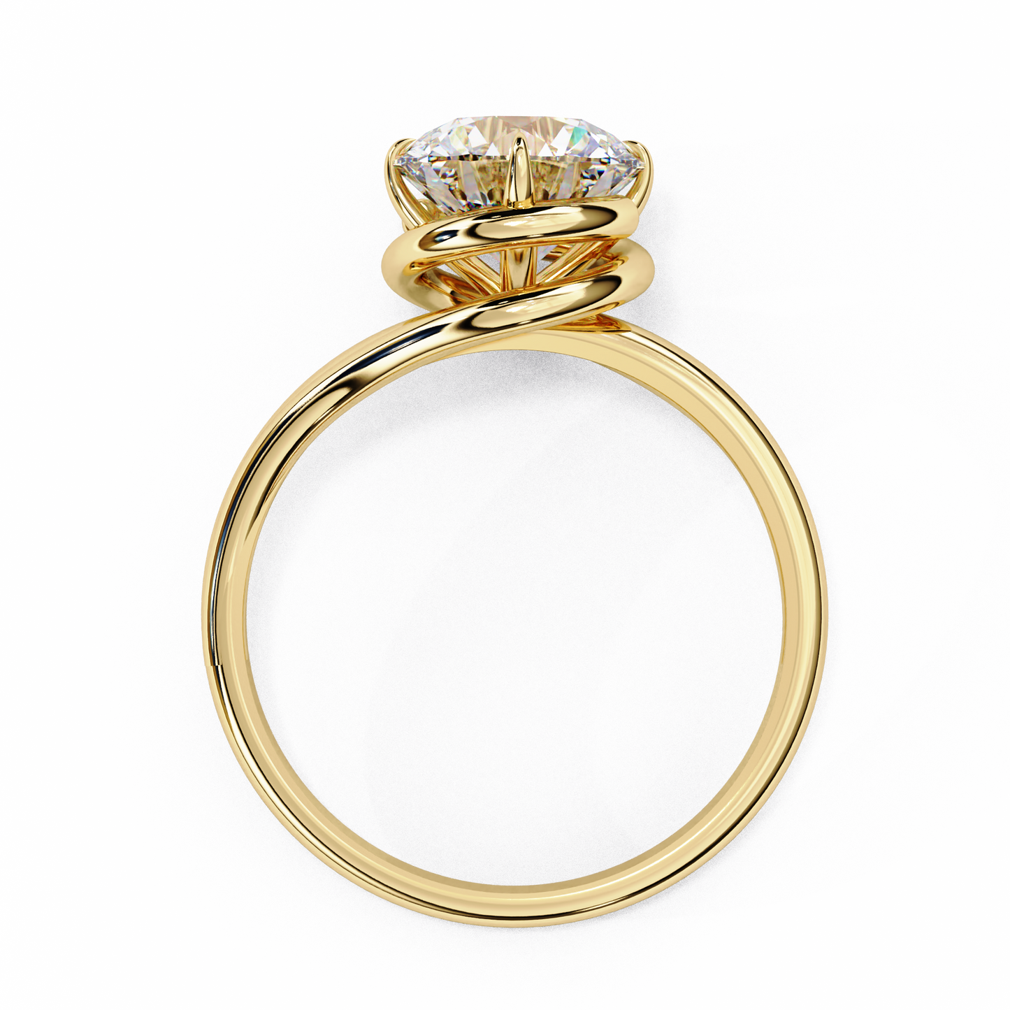 Modern Bezel Solitaire Ring with Round Lab Diamond in Rose Gold