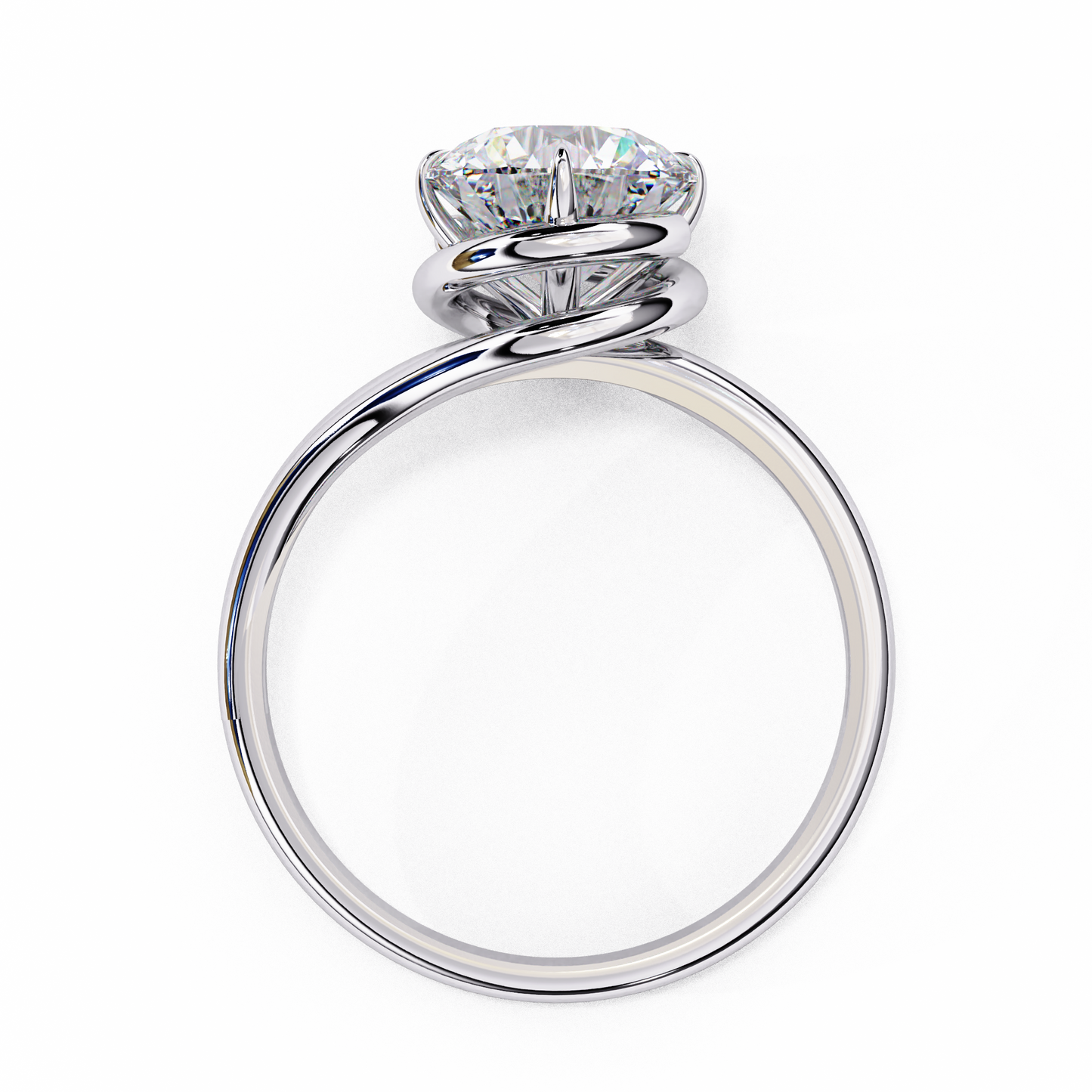Modern Bezel Solitaire Ring with Round Lab Diamond in Rose Gold