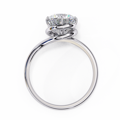 Modern Bezel Solitaire Ring with Round Lab Diamond in Rose Gold