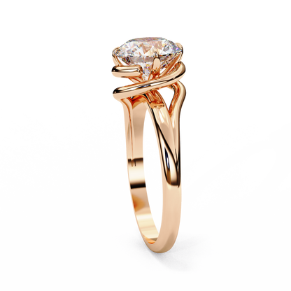 Modern Bezel Solitaire Ring with Round Lab Diamond in Rose Gold