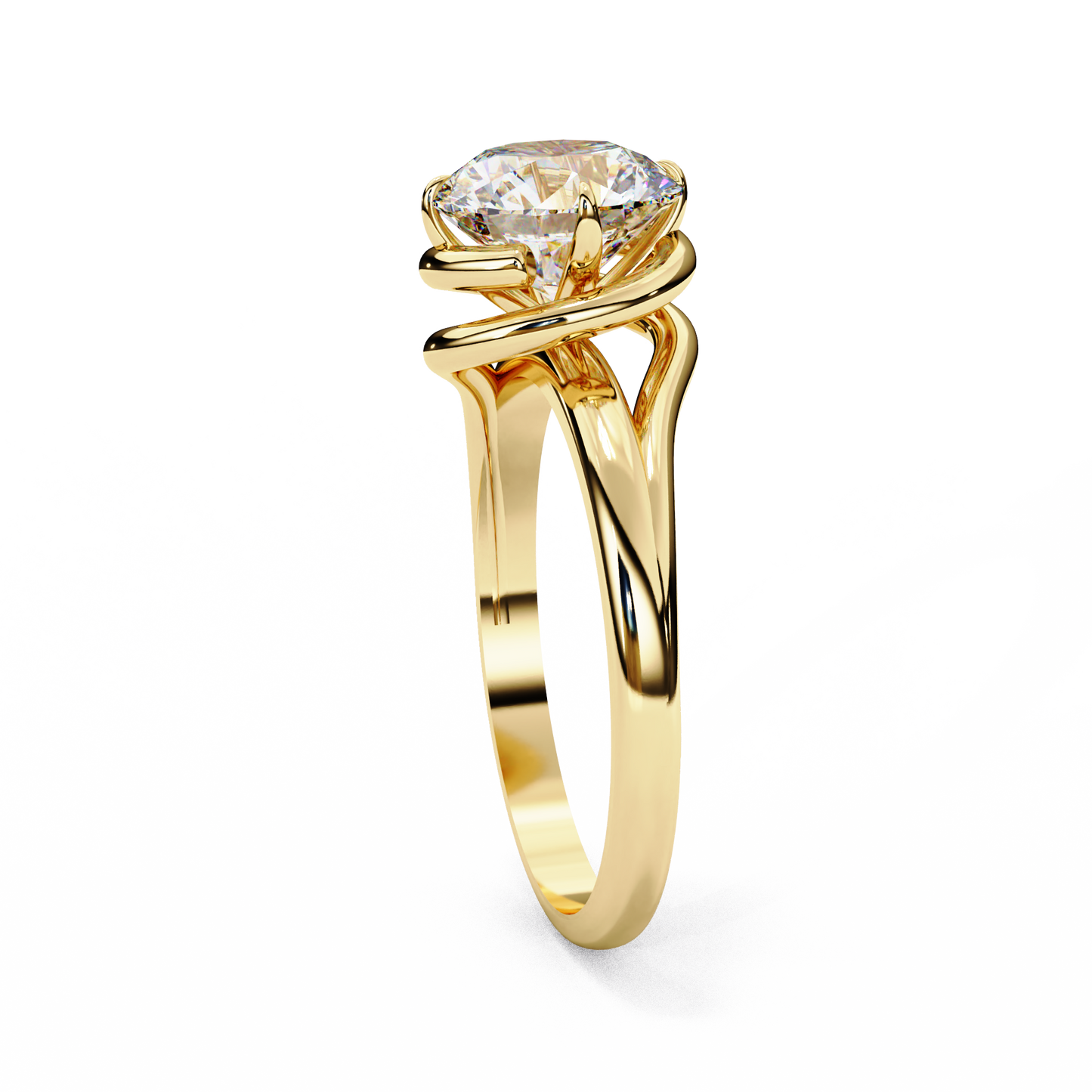 Modern Bezel Solitaire Ring with Round Lab Diamond in Rose Gold