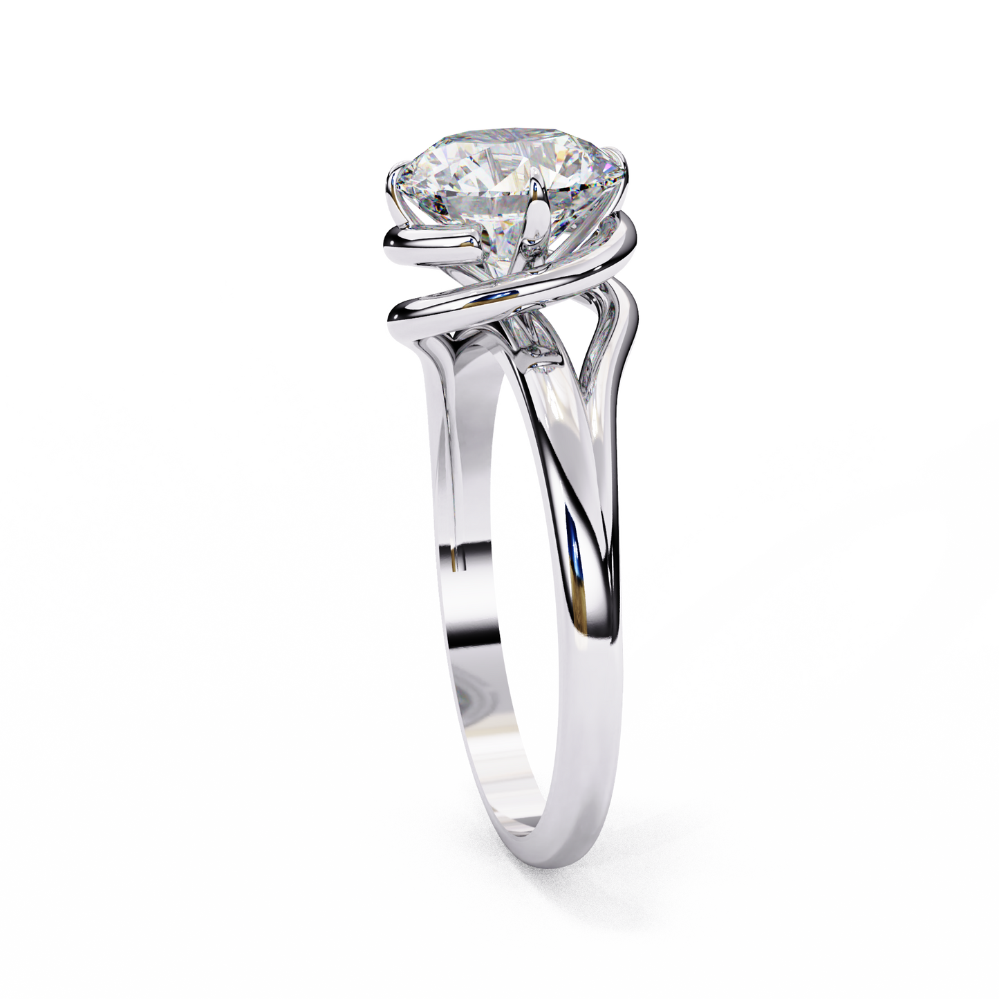 Modern Bezel Solitaire Ring with Round Lab Diamond in Rose Gold