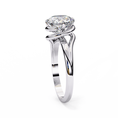 Modern Bezel Solitaire Ring with Round Lab Diamond in Rose Gold