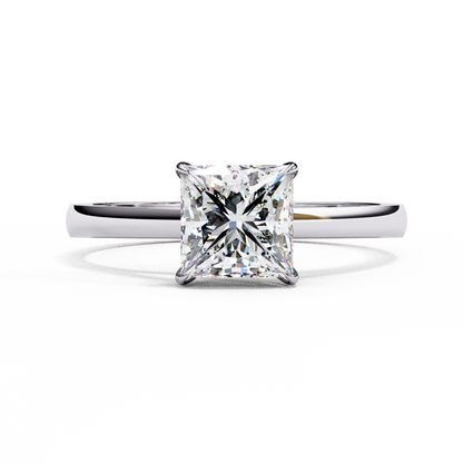 Clean and Classic Rose Gold Ring with Princess Cut Diamond, 1.04 CT Princess Cut Diamond Ring