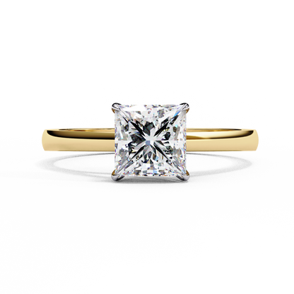Clean and Classic Rose Gold Ring with Princess Cut Diamond, 1.04 CT Princess Cut Diamond Ring