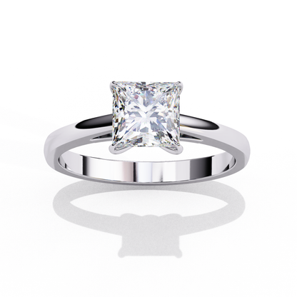Clean and Classic Rose Gold Ring with Princess Cut Diamond, 1.04 CT Princess Cut Diamond Ring