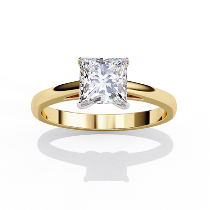 Clean and Classic Rose Gold Ring with Princess Cut Diamond, 1.04 CT Princess Cut Diamond Ring