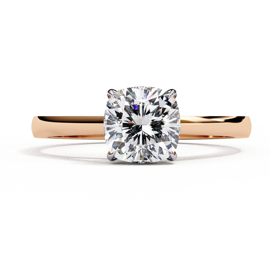 14K Rose Gold Cushion-Cut Solitaire Engagement Ring, 1.43 CT Cushion Cut Diamond Jewelry