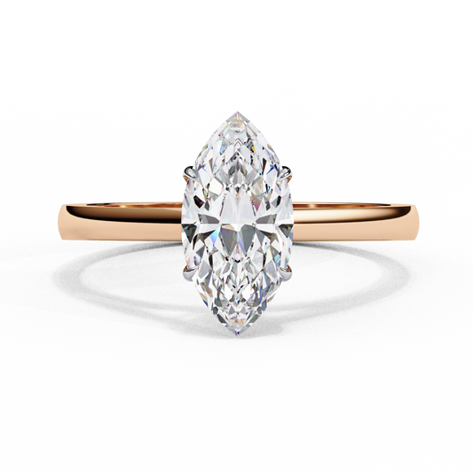 Lab-Grown Marquise Diamond Engagement Ring in Sleek 14k Gold , 0.86 CT Marquise Cut Diamond