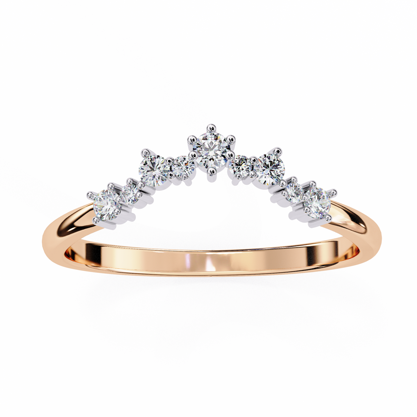 Sustainable Sparkle: Lab-Grown Diamond Tiara Ring , 14k Gold Ring