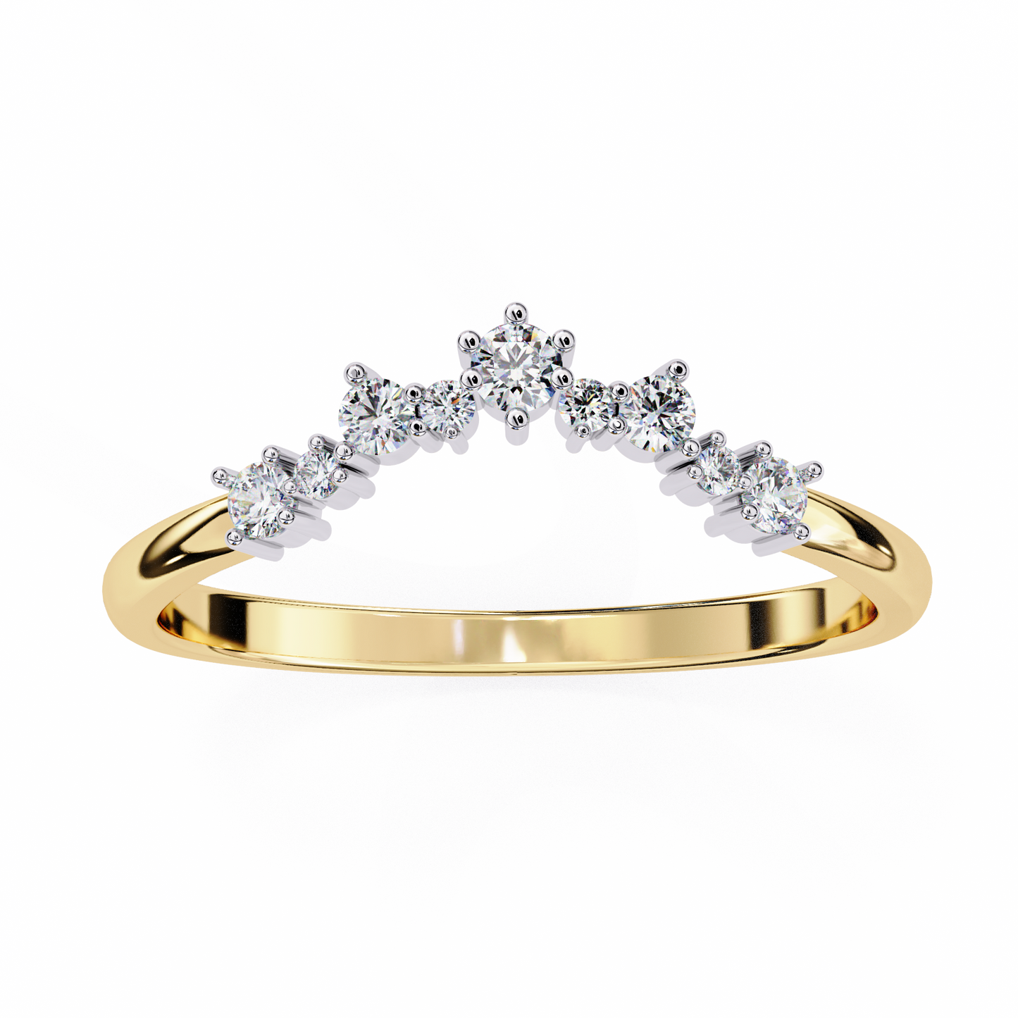 Sustainable Sparkle: Lab-Grown Diamond Tiara Ring , 14k Gold Ring