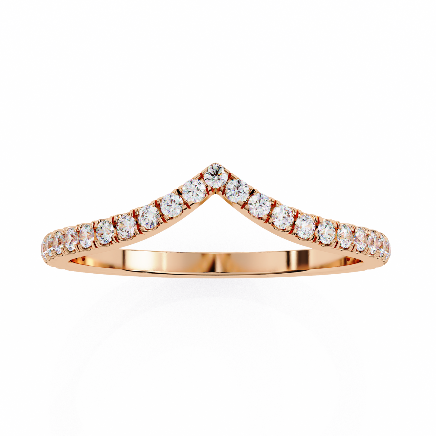 Classic V-Band Ring – Lab-Grown Diamonds in 14K Rose Gold , 14k Lab Grown Diamond Ring