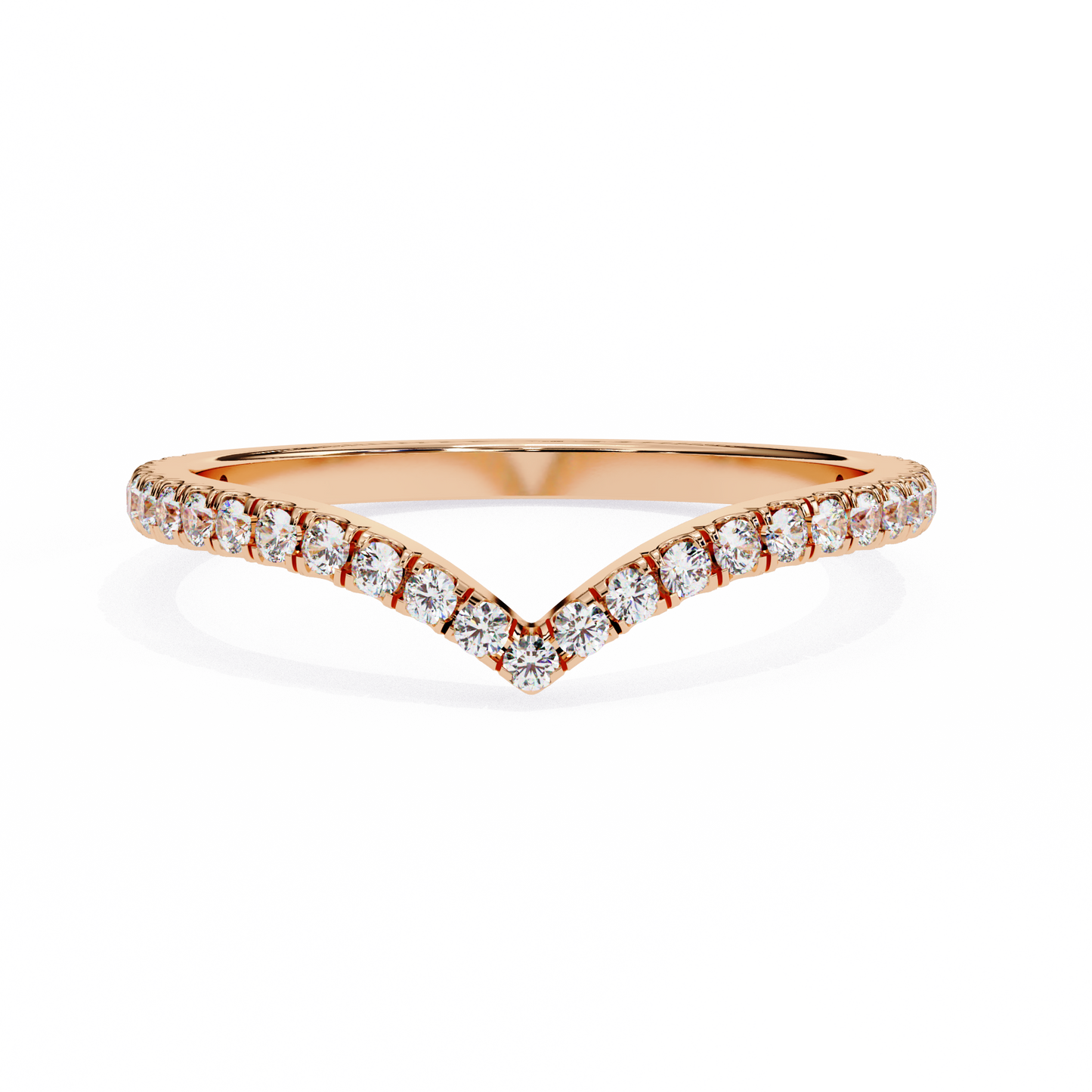 Classic V-Band Ring – Lab-Grown Diamonds in 14K Rose Gold , 14k Lab Grown Diamond Ring
