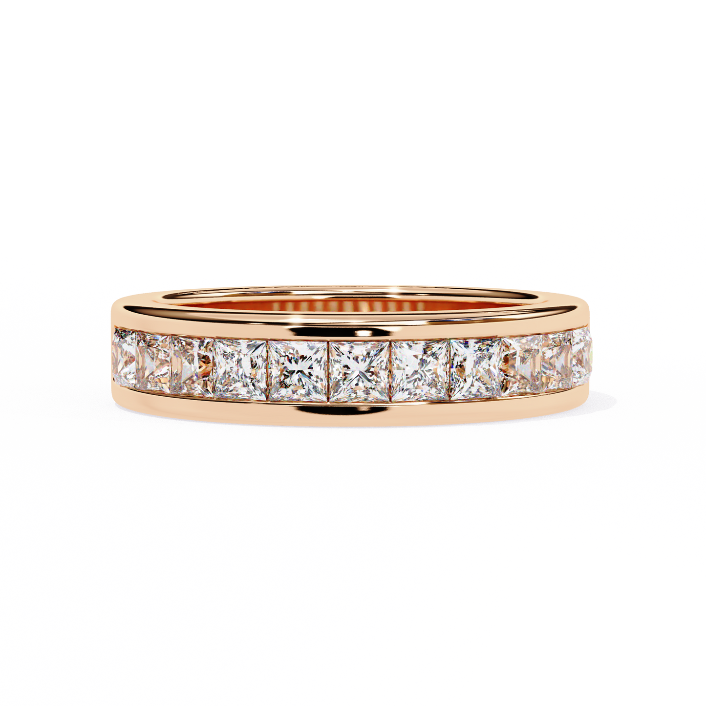 Sharp Lines, Soft Gold: Sleek Lab-Grown Princess Diamond Band in Luxurious Rose Gold