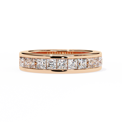 Sharp Lines, Soft Gold: Sleek Lab-Grown Princess Diamond Band in Luxurious Rose Gold