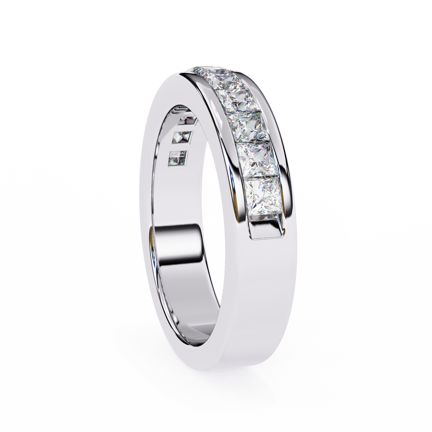 Sharp Lines, Soft Gold: Sleek Lab-Grown Princess Diamond Band in Luxurious Rose Gold