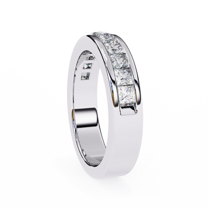 Sharp Lines, Soft Gold: Sleek Lab-Grown Princess Diamond Band in Luxurious Rose Gold
