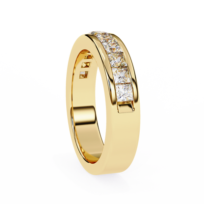 Sharp Lines, Soft Gold: Sleek Lab-Grown Princess Diamond Band in Luxurious Rose Gold