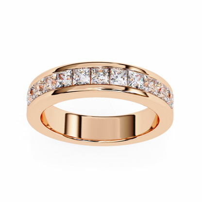 Sharp Lines, Soft Gold: Sleek Lab-Grown Princess Diamond Band in Luxurious Rose Gold