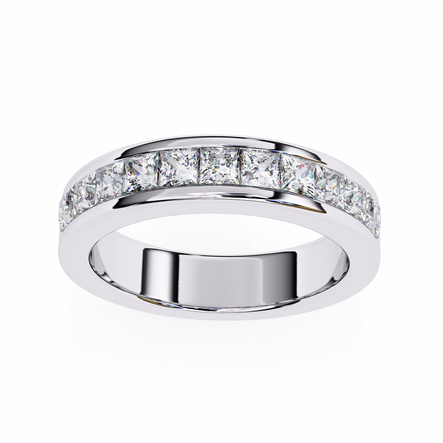 Sharp Lines, Soft Gold: Sleek Lab-Grown Princess Diamond Band in Luxurious Rose Gold