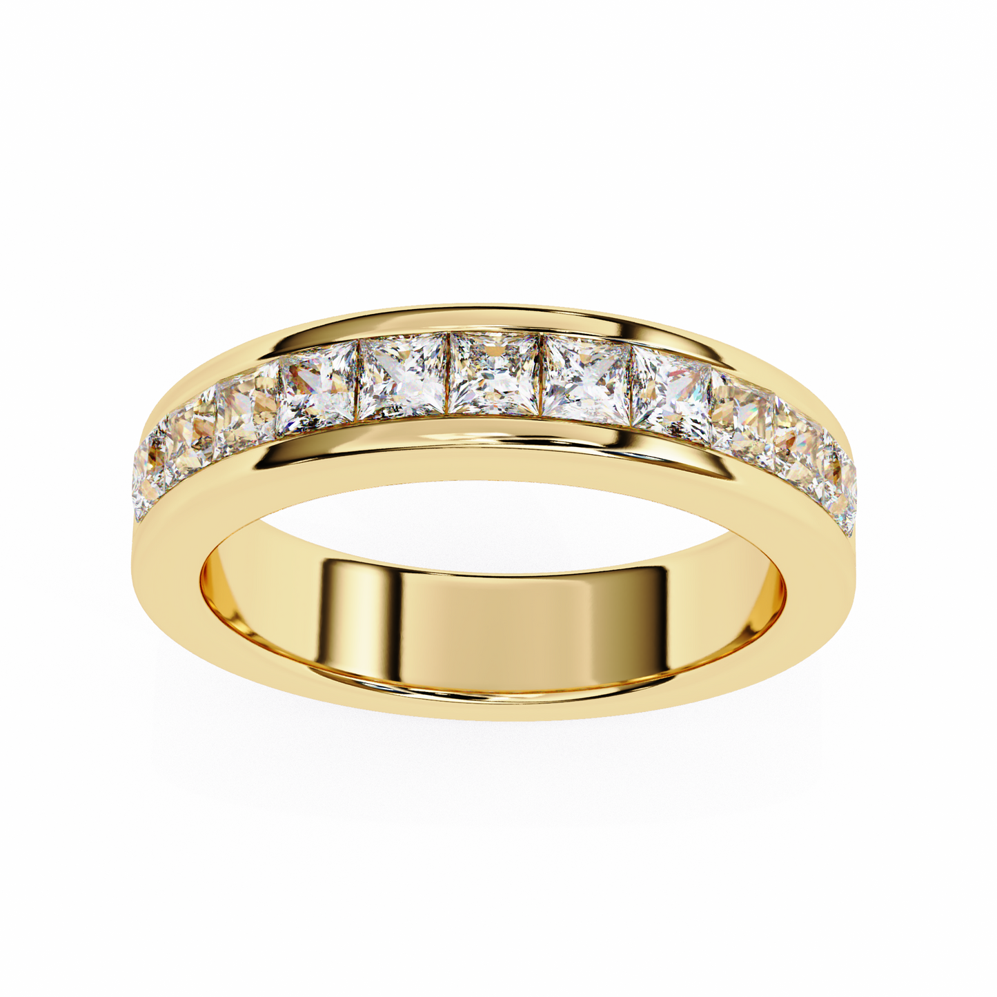 Sharp Lines, Soft Gold: Sleek Lab-Grown Princess Diamond Band in Luxurious Rose Gold