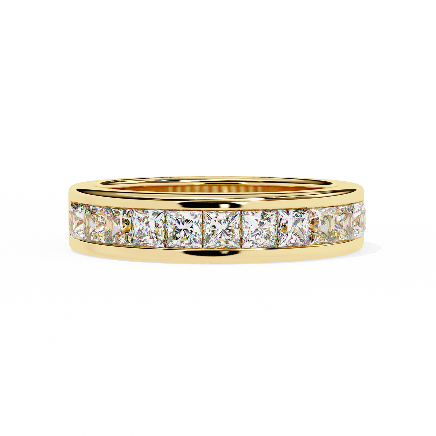 Sharp Lines, Soft Gold: Sleek Lab-Grown Princess Diamond Band in Luxurious Rose Gold