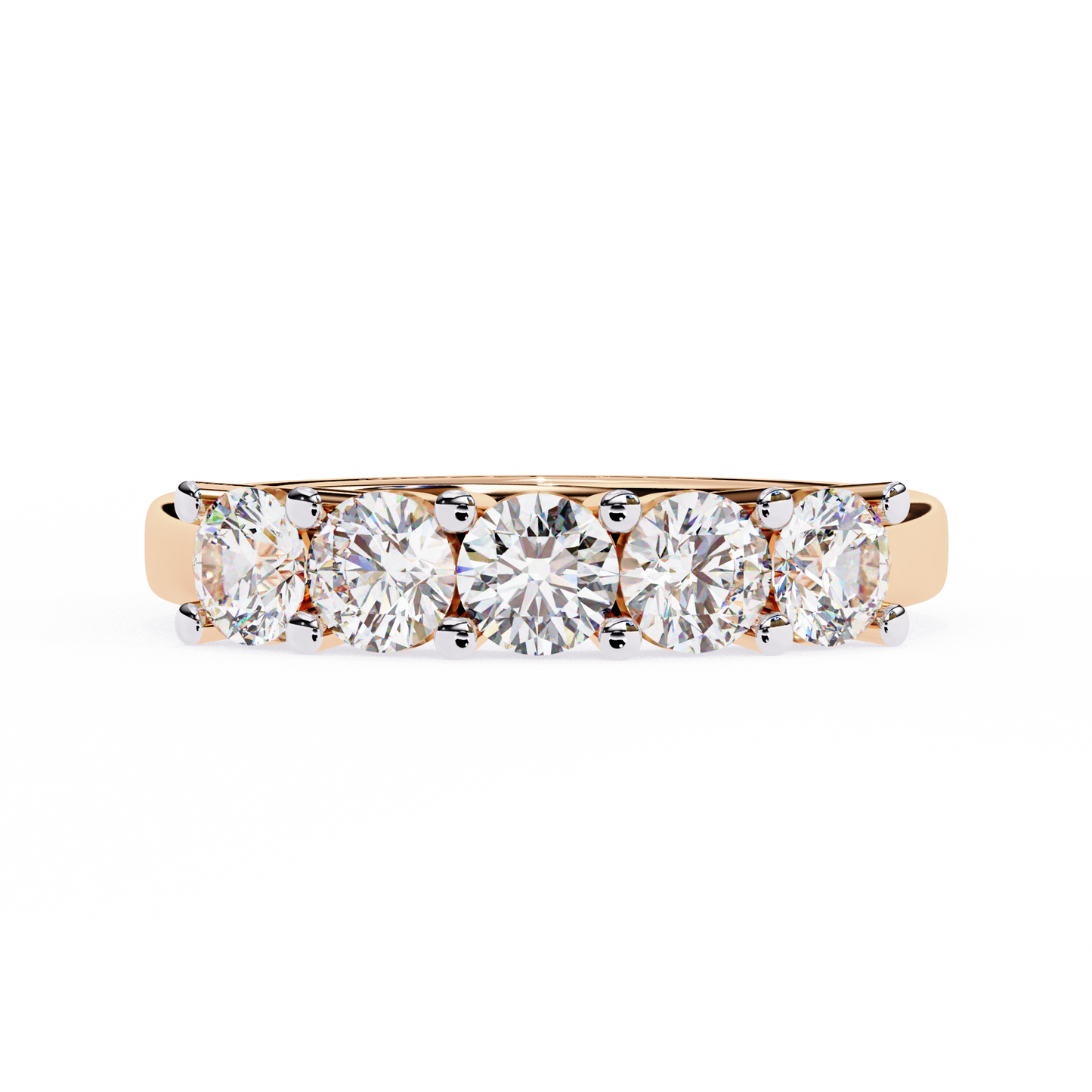 Symbol of Forever: Elegant Five-Stone Lab Diamond Band in Warm Rose Gold