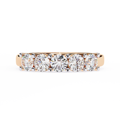 Symbol of Forever: Elegant Five-Stone Lab Diamond Band in Warm Rose Gold
