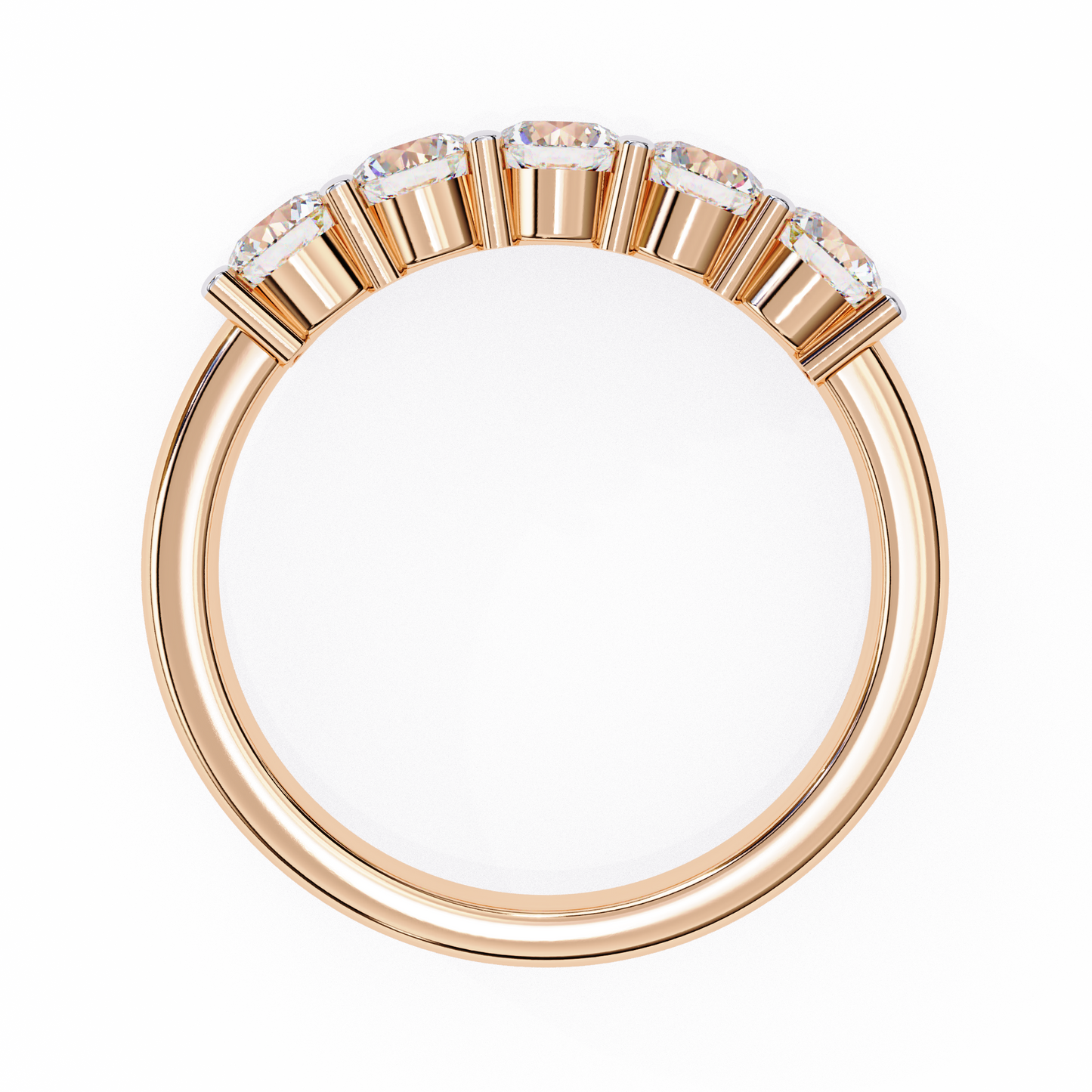 Symbol of Forever: Elegant Five-Stone Lab Diamond Band in Warm Rose Gold