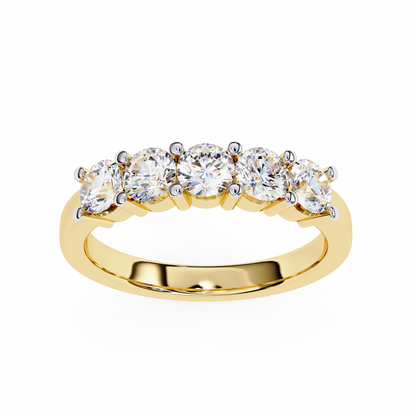 Symbol of Forever: Elegant Five-Stone Lab Diamond Band in Warm Rose Gold