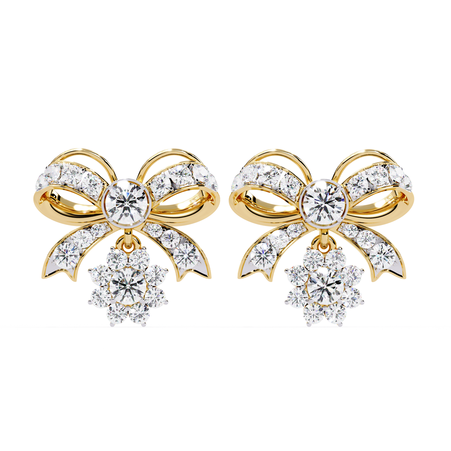 2.21 Ct Lab grown Diamond Bow Tie Drop Earrings