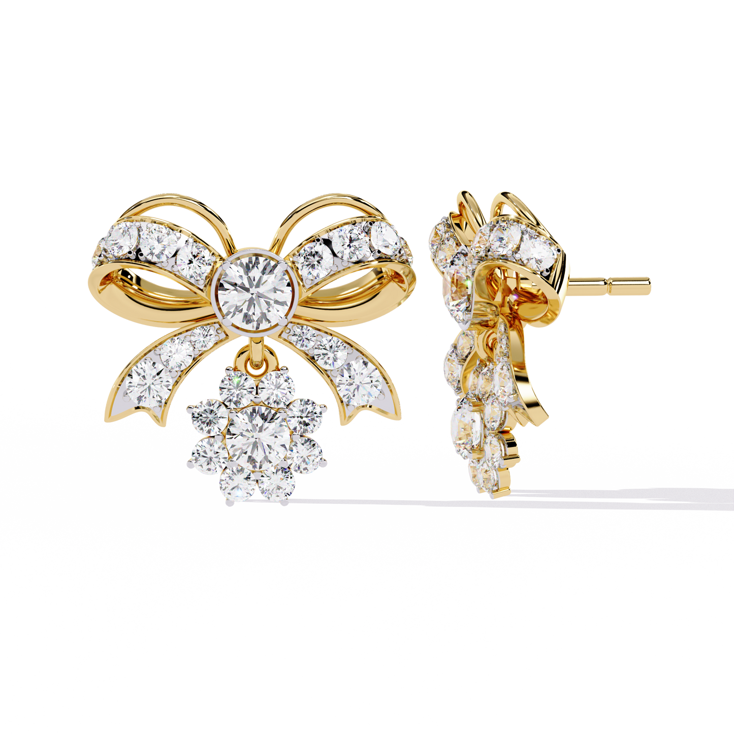 2.21 Ct Lab grown Diamond Bow Tie Drop Earrings