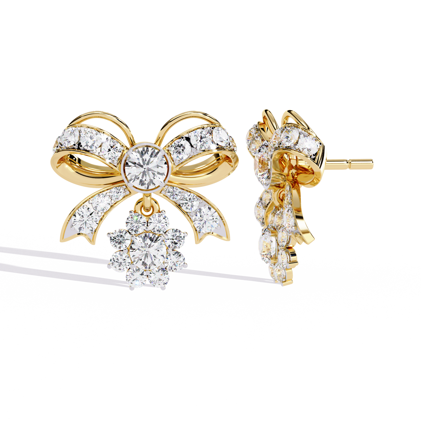 2.21 Ct Lab grown Diamond Bow Tie Drop Earrings