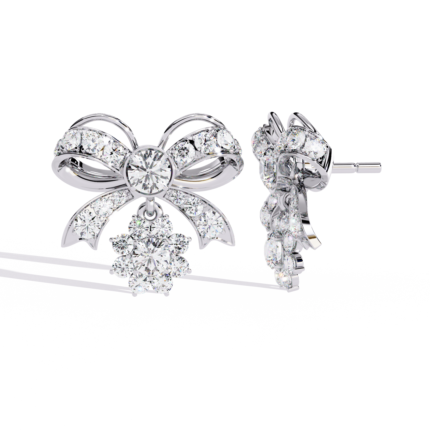 2.21 Ct Lab grown Diamond Bow Tie Drop Earrings